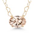 thumbnail image 1 of Gem Stone King 14K Yellow Gold Peach Morganite Pendant Necklace for Women | 3.20 Cttw | Gemstone October Birthstone | Oval 11X9MM | With 18 inch Chain, 1 of 6