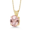thumbnail image 1 of Gem Stone King 14K Yellow Gold Peach Nano Morganite Solitaire Pendant Necklace for Women | 2.32 Cttw | Gemstone October Birthstone | Oval 10X8MM | with 18 inch Silver Chain, 1 of 4