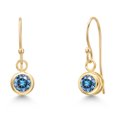 thumbnail image 1 of Gem Stone King 14K Yellow Gold Persian Blue Moissanite Earrings for Women | 0.46 Cttw | Gemstone Birthstone | Round 4MM, 1 of 6