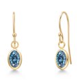 thumbnail image 1 of Gem Stone King 14K Yellow Gold Persian Blue Moissanite Earrings for Women | 0.90 Cttw | Gemstone Birthstone | Oval 6X4MM, 1 of 6