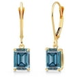 thumbnail image 1 of Gem Stone King 14K Yellow Gold Persian Blue Moissanite Earrings for Women | 2.00 Cttw | Gemstone Birthstone | Octagon 7X5MM, 1 of 6