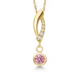 thumbnail image 1 of Gem Stone King 14K Yellow Gold Pink and White Lab Grown Diamond Pendant Necklace for Women | 0.28 Cttw | Gemstone April Birthstone | Round 4MM | With 18 inch Chain, 1 of 6