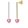 thumbnail image 1 of Gem Stone King 14K Yellow Gold Pink Mystic Topaz and Lab Grown Diamond Dangle Earrings for Women | 1.56 Cttw | Gemstone November Birthstone | Heart Shape 5MM, 1 of 6
