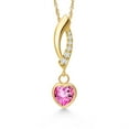 thumbnail image 1 of Gem Stone King 14K Yellow Gold Pink Mystic Topaz and Lab Grown Diamond Pendant Necklace for Women | 0.63 Cttw | Gemstone November Birthstone | Heart Shape 5MM | With 18 inch Chain, 1 of 6