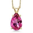 thumbnail image 1 of Gem Stone King 14K Yellow Gold Pure Pink Mystic Topaz Pendant Necklace for Women | 3.73 Cttw | Gemstone November Birthstone | Pear Shape 12X8MM | With 18 inch Chain, 1 of 6