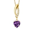 thumbnail image 1 of Gem Stone King 14K Yellow Gold Purple Amethyst and Lab Grown Diamond Pendant Necklace for Women | 0.83 Cttw | Gemstone February Birthstone | Heart Shape 6MM | With 18 inch Chain, 1 of 6