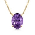 thumbnail image 1 of Gem Stone King 14K Yellow Gold Purple Amethyst Pendant Necklace for Women | 1.15 Cttw | Gemstone February Birthstone | Oval 8X6MM | With 18 inch Chain, 1 of 6