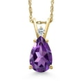 thumbnail image 1 of Gem Stone King 14K Yellow Gold Purple Amethyst and White Topaz Pendant Necklace for Women | 1.76 Cttw | Gemstone February Birthstone | Pear Shape 10X7MM | With 18 inch Chain, 1 of 6