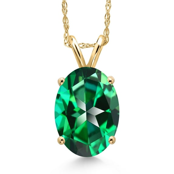 Gem Stone King 14K Yellow Gold Rainforest Topaz Pendant Necklace for Women | 3.00 Cttw | Gemstone November Birthstone | Oval 10X8MM | With 18 inch Chain