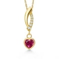 thumbnail image 1 of Gem Stone King 14K Yellow Gold Red Created Ruby and Lab Grown Diamond Pendant Necklace for Women | 0.63 Cttw | Gemstone July Birthstone | Heart Shape 5MM | With 18 inch Chain, 1 of 6