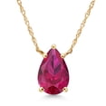 thumbnail image 1 of Gem Stone King 14K Yellow Gold Red Created Ruby Pendant Necklace for Women | 1.45 Cttw | Gemstone July Birthstone | Pear Shape 9X6MM | With 18 inch Chain, 1 of 6