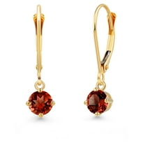 Gem Stone King 14K Yellow Gold Red Garnet Earrings for Women | 1.00 Cttw | Gemstone January Birthstone | Round 4.5MM