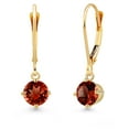 thumbnail image 1 of Gem Stone King 14K Yellow Gold Red Garnet Earrings for Women | 1.10 Cttw | Gemstone January Birthstone | Round 5MM, 1 of 6
