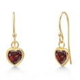 thumbnail image 1 of Gem Stone King 14K Yellow Gold Red Garnet Earrings for Women | 1.20 Cttw | Gemstone January Birthstone | Heart Shape 5MM, 1 of 6