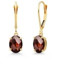 thumbnail image 1 of Gem Stone King 14K Yellow Gold Red Garnet Earrings for Women | 3.07 Cttw | Gemstone January Birthstone | Oval Checkerboard 8X6MM, 1 of 6