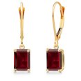 thumbnail image 1 of Gem Stone King 14K Yellow Gold Red Garnet Earrings for Women | 3.60 Cttw | Gemstone January Birthstone | Emerald Cut 7X5MM, 1 of 6