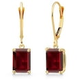 thumbnail image 1 of Gem Stone King 14K Yellow Gold Red Garnet Earrings for Women | 3.90 Cttw | Gemstone January Birthstone | Emerald Cut 8X6MM, 1 of 6