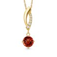 thumbnail image 1 of Gem Stone King 14K Yellow Gold Red Garnet and Lab Grown Diamond Pendant Necklace for Women | 1.23 Cttw | Gemstone January Birthstone | Round 6.5MM | With 18 inch Chain, 1 of 6