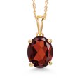 thumbnail image 1 of Gem Stone King 14K Yellow Gold Red Garnet Pendant Necklace | 2.13 Cttw | Gemstone January Birthstone | Oval 9X7MM | Gold Necklace for Women | With 18 inch Gold Chain, 1 of 6