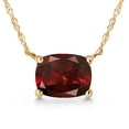thumbnail image 1 of Gem Stone King 14K Yellow Gold Red Garnet Pendant Necklace for Women | 1.20 Cttw | Gemstone January Birthstone | Cushion 7X5MM | With 18 inch Chain, 1 of 6