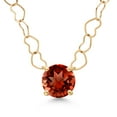 thumbnail image 1 of Gem Stone King 14K Yellow Gold Red Garnet Pendant Necklace for Women | 1.20 Cttw | Gemstone January Birthstone | Round 6.5MM | With 18 inch Chain, 1 of 6