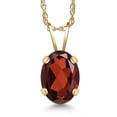 thumbnail image 1 of Gem Stone King 14K Yellow Gold Red Garnet Pendant Necklace for Women (1.50 Cttw, Gemstone Birthstone, Oval 8X6MM, with 18 inch 14K Gold Chain), 1 of 6