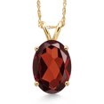 thumbnail image 1 of Gem Stone King 14K Yellow Gold Red Garnet Pendant Necklace for Women | 2.80 Cttw | Gemstone January Birthstone | Oval 10X8MM | With 18 inch Chain, 1 of 6