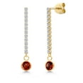 thumbnail image 1 of Gem Stone King 14K Yellow Gold Red Garnet and Lab Grown Diamond Earrings for Women | 1.46 Cttw | Gemstone January Birthstone | Round 5MM, 1 of 6