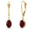 thumbnail image 1 of Gem Stone King 14K Yellow Gold Red Rhodolite Garnet Earrings for Women | 1.00 Cttw | Gemstone January Birthstone | Oval 6X4MM, 1 of 6
