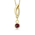 thumbnail image 1 of Gem Stone King 14K Yellow Gold Red Rhodolite Garnet and Lab Grown Diamond Pendant Necklace for Women | 0.40 Cttw | Gemstone January Birthstone | Round 4MM | With 18 inch Chain, 1 of 6