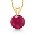thumbnail image 1 of Gem Stone King 14K Yellow Gold Red Ruby Pendant Necklace for Women | 1.00 Cttw | Gemstone July Birthstone | Round 6MM | With 18 inch Chain, 1 of 6