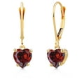 thumbnail image 1 of Gem Stone King 14K Yellow Gold Red Zirconia Earrings for Women | 1.48 Cttw | Gemstone Birthstone | Heart Shape 6MM, 1 of 6