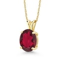 thumbnail image 1 of Gem Stone King 14K Yellow Gold Ruby Red Mystic Quartz Solitaire Pendant Necklace for Women | 2.70 Cttw | Gemstone Birthstone | Oval 10X8MM | with 18 inch Silver Chain, 1 of 4