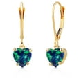 thumbnail image 1 of Gem Stone King 14K Yellow Gold Simulated Green Opal Earrings for Women | 1.50 Cttw | Gemstone October Birthstone | Heart Shape 6MM, 1 of 6