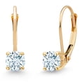 thumbnail image 1 of Gem Stone King 14K Yellow Gold Sky Blue Aquamarine Earrings for Women | 0.50 Cttw | Gemstone March Birthstone | Round 4MM, 1 of 6