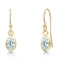 thumbnail image 1 of Gem Stone King 14K Yellow Gold Sky Blue Aquamarine Earrings for Women | 1.00 Cttw | Gemstone March Birthstone | Oval 6X4MM, 1 of 6