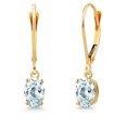 thumbnail image 1 of Gem Stone King 14K Yellow Gold Sky Blue Aquamarine Earrings for Women | 1.00 Cttw | Gemstone March Birthstone | Oval 6X4MM, 1 of 6