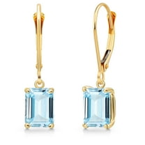 Gem Stone King 14K Yellow Gold Sky Blue Aquamarine Earrings for Women | 1.60 Cttw | Gemstone March Birthstone | Octagon 7X5MM