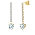 thumbnail image 1 of Gem Stone King 14K Yellow Gold Sky Blue Aquamarine and Lab Grown Diamond Dangle Earrings for Women | 1.82 Cttw | Gemstone March Birthstone | Heart Shape 6MM, 1 of 6