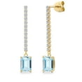 thumbnail image 1 of Gem Stone King 14K Yellow Gold Sky Blue Aquamarine and Lab Grown Diamond Dangle Earrings for Women | 1.96 Cttw | Gemstone March Birthstone | Octagon 7X5MM, 1 of 6