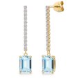 thumbnail image 1 of Gem Stone King 14K Yellow Gold Sky Blue Aquamarine and Lab Grown Diamond Dangle Earrings for Women | 3.16 Cttw | Gemstone March Birthstone | Octagon 8X6MM, 1 of 6