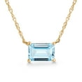 thumbnail image 1 of Gem Stone King 14K Yellow Gold Sky Blue Aquamarine Pendant Necklace for Women | 0.50 Cttw | Gemstone March Birthstone | Emerald Cut 6X4MM | With 18 inch Chain, 1 of 6