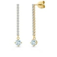 thumbnail image 1 of Gem Stone King 14K Yellow Gold Sky Blue Aquamarine and White Lab Grown Diamond Dangle Earrings for Women | 0.86 Cttw | Gemstone March Birthstone | Round 4MM, 1 of 6