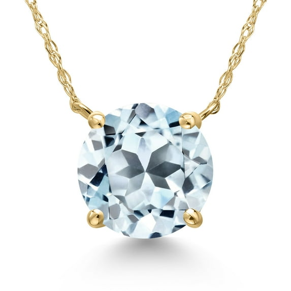 Gem Stone King 14K Yellow Gold Sky Blue Topaz Pendant Necklace for Women | 4.77 Cttw | Gemstone November Birthstone | Round 10MM | With 18 inch Chain