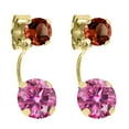 thumbnail image 1 of Gem Stone King 14K Yellow Gold Stud Earrings Round Pink Moissanite Garnet (2.34 Cttw), 1 of 2