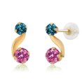 thumbnail image 1 of Gem Stone King 14K Yellow Gold Stud Earrings Round Pink Moissanite Topaz (0.72 Cttw), 1 of 4