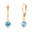 thumbnail image 1 of Gem Stone King 14K Yellow Gold Swiss Blue Topaz Earrings for Women | 2.00 Cttw | Gemstone November Birthstone | Round 6MM, 1 of 6