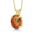 thumbnail image 1 of Gem Stone King 14K Yellow Gold Twilight Orange Mystic Quartz Pendant Necklace for Women (3.60 Cttw, Gemstone Birthstone, Oval 11X9MM, With 18 inch Chain), 1 of 4