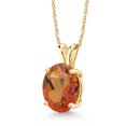 thumbnail image 1 of Gem Stone King 14K Yellow Gold Twilight Orange Mystic Quartz Solitaire Pendant Necklace for Women | 2.70 Cttw | Gemstone Birthstone | Oval 10X8MM | with 18 inch Silver Chain, 1 of 4