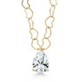 thumbnail image 1 of Gem Stone King 14K Yellow Gold White Created Sapphire Necklace for Women | 1.11 Cttw | Gemstone September Birthstone | Pear Shape 8X5MM | With 18 inch Chain, 1 of 6
